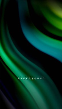 Dalga satırları sıvı gökkuşağı tarzı renk çizgili siyah arka plan üzerine soyut. Sunum, app duvar kağıdı, başlık sayfası veya poster için sanatsal illüstrasyon vektör