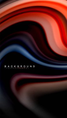 Siyah arkaplanda soyut dalga çizgileri sıvı gökkuşağı stili renk çizgileri