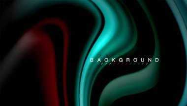 Siyah arkaplanda soyut dalga çizgileri sıvı gökkuşağı stili renk çizgileri