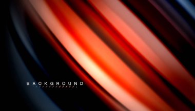 Siyah arkaplanda soyut dalga çizgileri sıvı gökkuşağı stili renk çizgileri