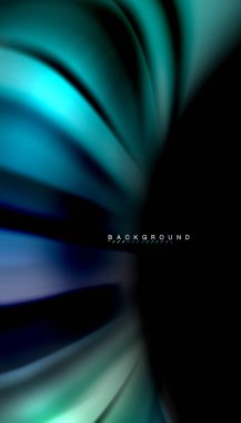 Siyah arkaplanda soyut dalga çizgileri sıvı gökkuşağı stili renk çizgileri