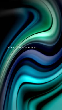 Siyah arkaplanda soyut dalga çizgileri sıvı gökkuşağı stili renk çizgileri