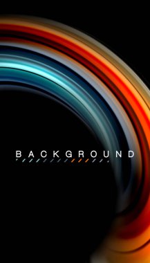 Siyah arkaplanda soyut dalga çizgileri sıvı gökkuşağı stili renk çizgileri