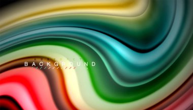 Siyah arkaplanda soyut dalga çizgileri sıvı gökkuşağı stili renk çizgileri