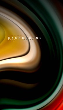 Siyah arkaplanda soyut dalga çizgileri sıvı gökkuşağı stili renk çizgileri