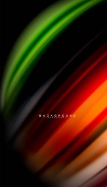 Siyah arkaplanda soyut dalga çizgileri sıvı gökkuşağı stili renk çizgileri