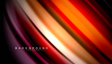 Siyah arkaplanda soyut dalga çizgileri sıvı gökkuşağı stili renk çizgileri