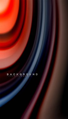 Siyah arkaplanda soyut dalga çizgileri sıvı gökkuşağı stili renk çizgileri