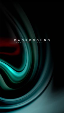 Siyah arkaplanda soyut dalga çizgileri sıvı gökkuşağı stili renk çizgileri