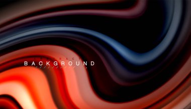 Siyah arkaplanda soyut dalga çizgileri sıvı gökkuşağı stili renk çizgileri