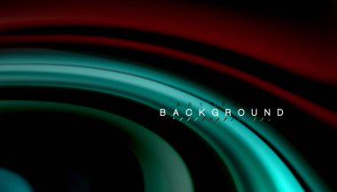 Siyah arkaplanda soyut dalga çizgileri sıvı gökkuşağı stili renk çizgileri