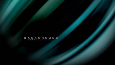 Siyah arkaplanda soyut dalga çizgileri sıvı gökkuşağı stili renk çizgileri