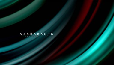 Siyah arkaplanda soyut dalga çizgileri sıvı gökkuşağı stili renk çizgileri