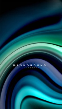 Siyah arkaplanda soyut dalga çizgileri sıvı gökkuşağı stili renk çizgileri