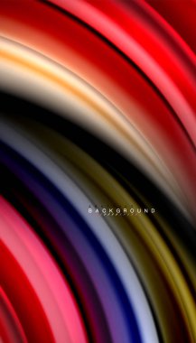 Siyah arkaplanda soyut dalga çizgileri sıvı gökkuşağı stili renk çizgileri