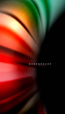 Siyah arkaplanda soyut dalga çizgileri sıvı gökkuşağı stili renk çizgileri