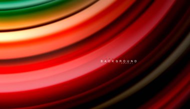 Siyah arkaplanda soyut dalga çizgileri sıvı gökkuşağı stili renk çizgileri