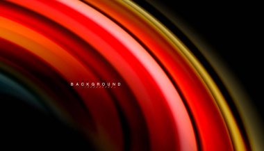 Siyah arkaplanda soyut dalga çizgileri sıvı gökkuşağı stili renk çizgileri