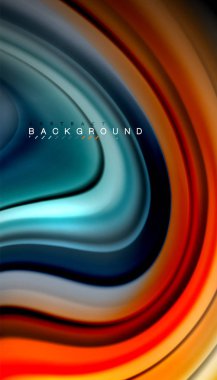 Siyah arkaplanda soyut dalga çizgileri sıvı gökkuşağı stili renk çizgileri