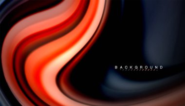 Siyah arkaplanda soyut dalga çizgileri sıvı gökkuşağı stili renk çizgileri