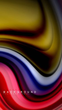 Siyah arkaplanda soyut dalga çizgileri sıvı gökkuşağı stili renk çizgileri