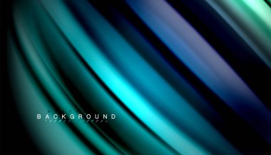 Siyah arkaplanda soyut dalga çizgileri sıvı gökkuşağı stili renk çizgileri