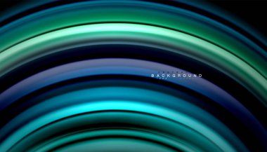 Siyah arkaplanda soyut dalga çizgileri sıvı gökkuşağı stili renk çizgileri