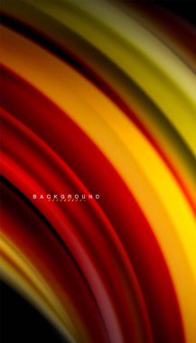 Siyah arkaplanda soyut dalga çizgileri sıvı gökkuşağı stili renk çizgileri