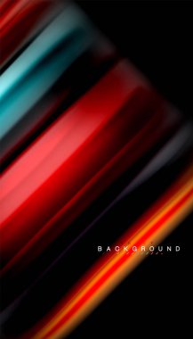 Dalga satırları sıvı gökkuşağı tarzı renk çizgili siyah arka plan üzerine soyut. Sunum, app duvar kağıdı, başlık sayfası veya poster için sanatsal illüstrasyon vektör