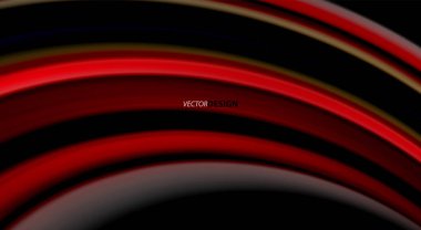 Sıvı gökkuşağı renkleri siyah arka plan üzerinde vektör dalga çizgiler ve kıvrımlar