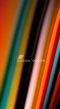 Sıvı gökkuşağı renkleri siyah arka plan üzerinde vektör dalga çizgiler ve kıvrımlar