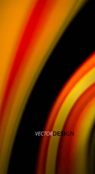 Folyadék szivárvány színei a fekete háttér, vektor hullám vonalak és kavarog — Stock Vector