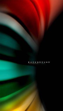 Siyah arkaplanda soyut dalga çizgileri sıvı gökkuşağı stili renk çizgileri