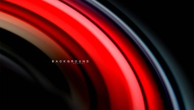 Siyah arkaplanda soyut dalga çizgileri sıvı gökkuşağı stili renk çizgileri