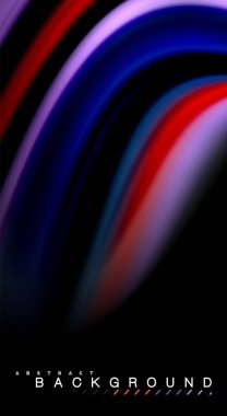 Sıvı gökkuşağı renkleri siyah arka plan üzerinde vektör dalga çizgiler ve kıvrımlar