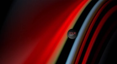 Sıvı gökkuşağı renkleri siyah arka plan üzerinde dalga çizgiler ve kıvrımlar, sunum, app duvar kağıdı, başlık sayfası veya poster için sanatsal illüstrasyon vektör