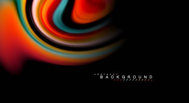 Sıvı gökkuşağı renkleri siyah arka plan üzerinde vektör dalga çizgiler ve kıvrımlar