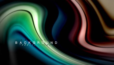 Siyah arkaplanda soyut dalga çizgileri sıvı gökkuşağı stili renk çizgileri