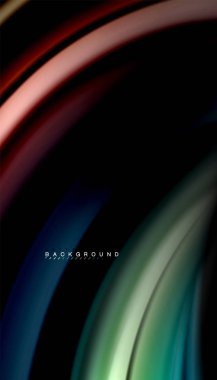 Siyah arkaplanda soyut dalga çizgileri sıvı gökkuşağı stili renk çizgileri