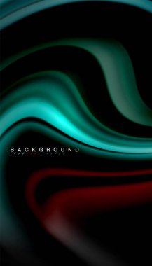 Siyah arkaplanda soyut dalga çizgileri sıvı gökkuşağı stili renk çizgileri