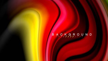 Siyah arkaplanda soyut dalga çizgileri sıvı gökkuşağı stili renk çizgileri