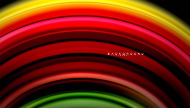 Siyah arkaplanda soyut dalga çizgileri sıvı gökkuşağı stili renk çizgileri