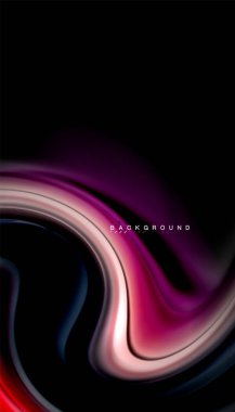 Siyah arkaplanda soyut dalga çizgileri sıvı gökkuşağı stili renk çizgileri