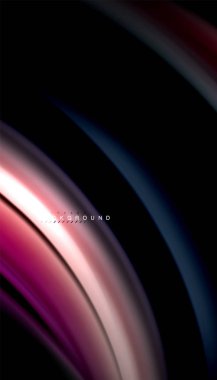 Siyah arkaplanda soyut dalga çizgileri sıvı gökkuşağı stili renk çizgileri