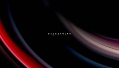 Siyah arkaplanda soyut dalga çizgileri sıvı gökkuşağı stili renk çizgileri