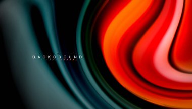 Siyah arkaplanda soyut dalga çizgileri sıvı gökkuşağı stili renk çizgileri