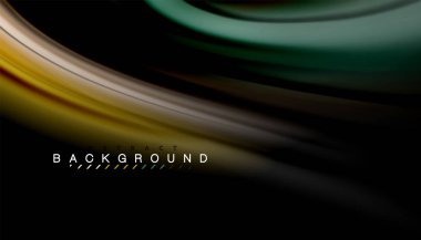 Siyah arkaplanda soyut dalga çizgileri sıvı gökkuşağı stili renk çizgileri