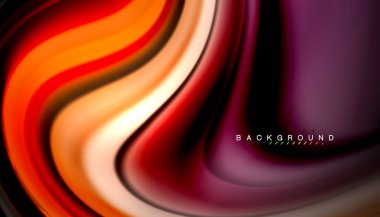 Siyah arkaplanda soyut dalga çizgileri sıvı gökkuşağı stili renk çizgileri