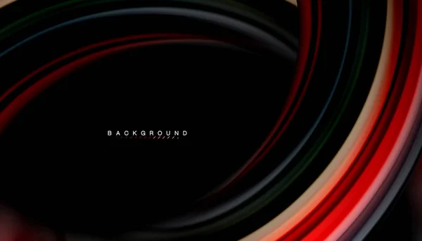 Abstract golf lijnen vloeistof regenboog stijl kleur strepen op zwarte achtergrond — Stockvector