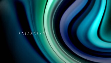 Siyah arkaplanda soyut dalga çizgileri sıvı gökkuşağı stili renk çizgileri